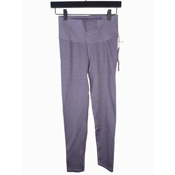 Good American Ribbed Leggings NWT Size 1/2 Dusty Violet Compression Yoga Pants - Picture 1 of 13